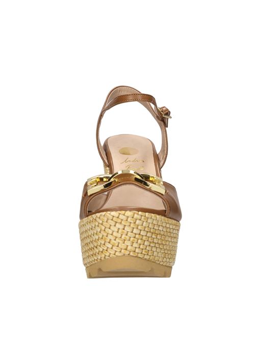 Zeppe in pelle e rafia ANDREA PINTO | 854 NAPPA+RAFIA+MORSETTOCUOIO-BEIGE